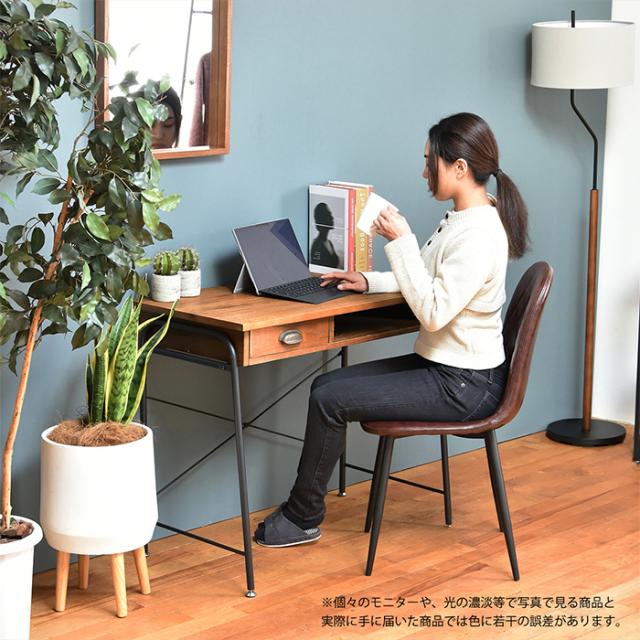 デスク ZAGA 幅86cm パソコンデスク フリーデスク 引出し 勉強 机 テーブル 天然木 桐材 オープンポケット アンティーク加工 パイプ脚 作業机 クラシック風