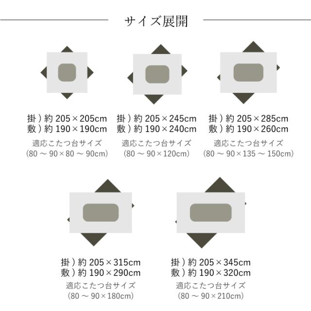 日本製 こたつ布団 こたつ布団掛敷セット 万葉 約205x245cm 2色対応 掛敷セット 国産 長方形 和モダン柄 キルト加工 洗える ふっくら ボリューム 静電気軽減_13