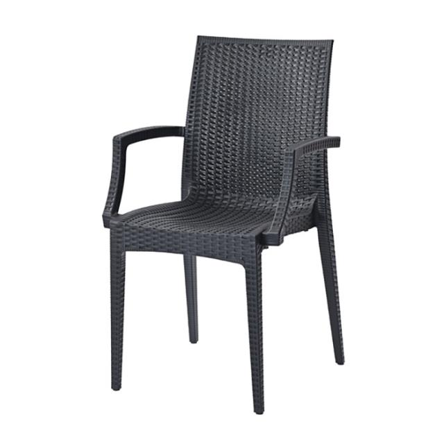 ガーデンチェア ガーデン アームチェア 1人掛け ブラック ラタン風 幅53 奥行50 高さ88 座面高45 ガーデン ベランダ テラス 完成品 アーム付き 滑り止め付き 10,420円