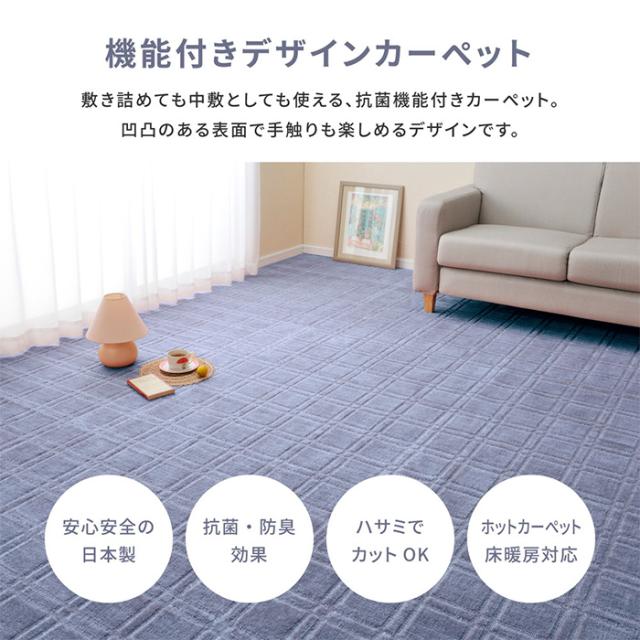デザインカーペット 絨毯 平織カーペット シオン 本間6帖 約286x382cm 日本製 抗菌 防臭 ホットカーペット対応 床暖房対応 フリーカット可 リビング 寝室_2