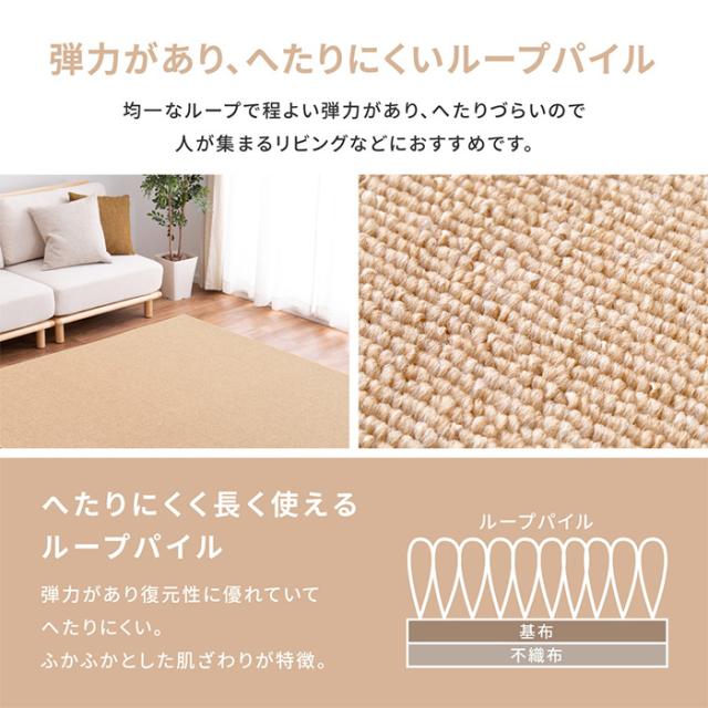 デザインカーペット 絨毯 平織カーペット モーエン 江戸間8帖 約352x352cm 日本製 抗菌 防炎 ホットカーペット対応 床暖房対応 フリーカット可 リビング 寝室_4