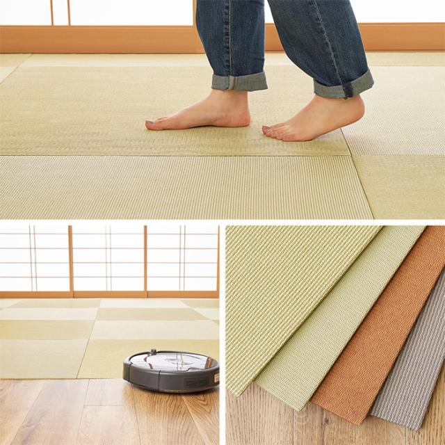 置き畳 ジョイントマット 3枚入 萩原の畳屋さんシリーズ DIY用薄畳 いつき 約82x82cm 畳 正方形 防音 軽量 滑り止め付 フリーカット可 フローリング 縁なし_7