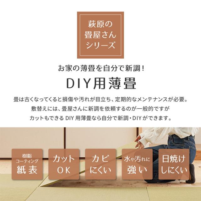 置き畳 ジョイントマット 萩原の畳屋さんシリーズ DIY用薄畳 いつき 約82x82cm 12枚入 リビング キッズスペース プレイマット コンパクト フリーカット モダン_2