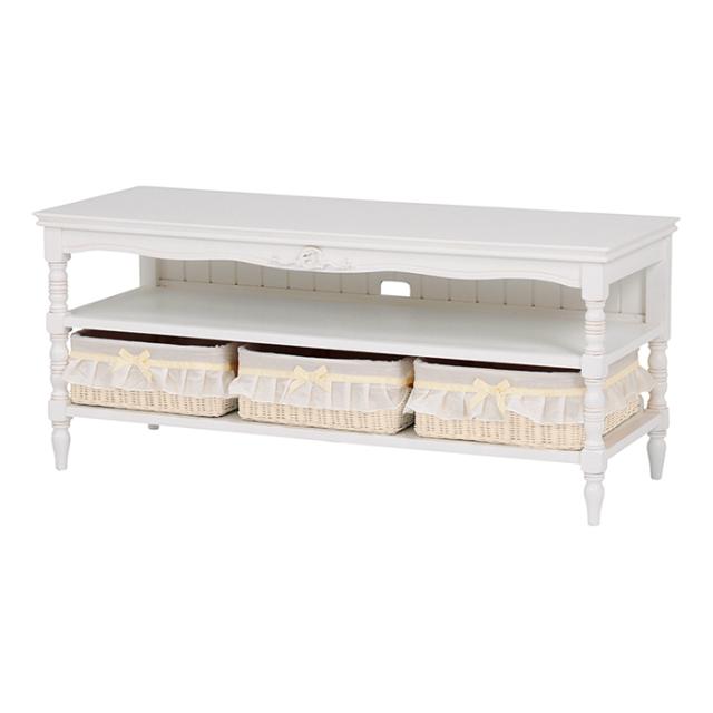 テレビ台 おしゃれ リビングボード RTV-1679 AVボード ロータイプ 収納バスケット付き 小物収納 エレガント 上品 高級感 アンティーク風 クラシックモダンの通販は