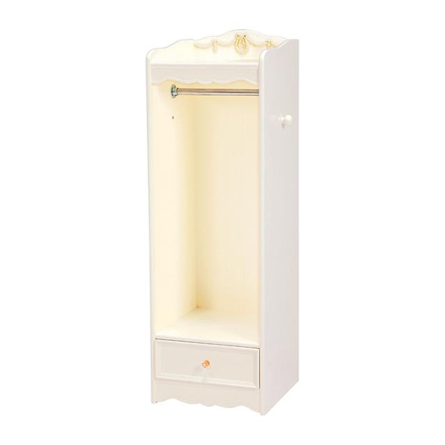 収納ラック かわいい ハンガーラック RKK-1859WH 引出し付き 衣類収納 コートハンガー リボンモチーフ アンティーク風 姫系 ワンルーム 一人暮らし 木製ラック