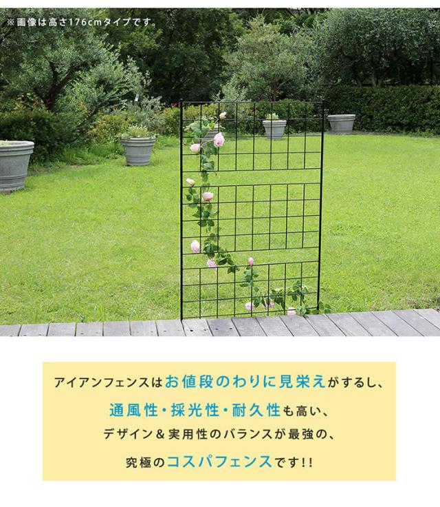 柵 おしゃれ アイアンフェンス スリムタイプ 高さ176 グラフ 2枚組 モダン モノトーン 通気性 採光性 耐久性 ガーデニング ナチュラル アンティーク風 仕切り_4