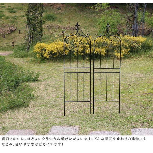 柵 おしゃれ アイアンフェンス148 ロータイプ drape ドレープ 2枚組 枠 コンパクト 目隠し 境目 アンティーク 飾る ベランダ つる 薔薇 バラ 朝顔 園芸 屋外 庭_5