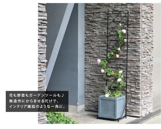 柵 おしゃれ プランター台付フェンス スリムタイプ アーガイル 枠 コンパクト 目隠し 境目 飾る ベランダ つる 薔薇 朝顔 園芸 屋外 庭 ガーデン 網 スチール製_2