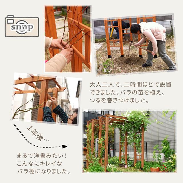 ガーデンファニチャー おしゃれ 天然木製 190 2台組 Flex Pergola(フレックス パーゴラ) 木製アーチ 園芸 つるバラ 葡萄 藤たな ナチュラル 北欧風 門 玄関 屋外 組立品_9