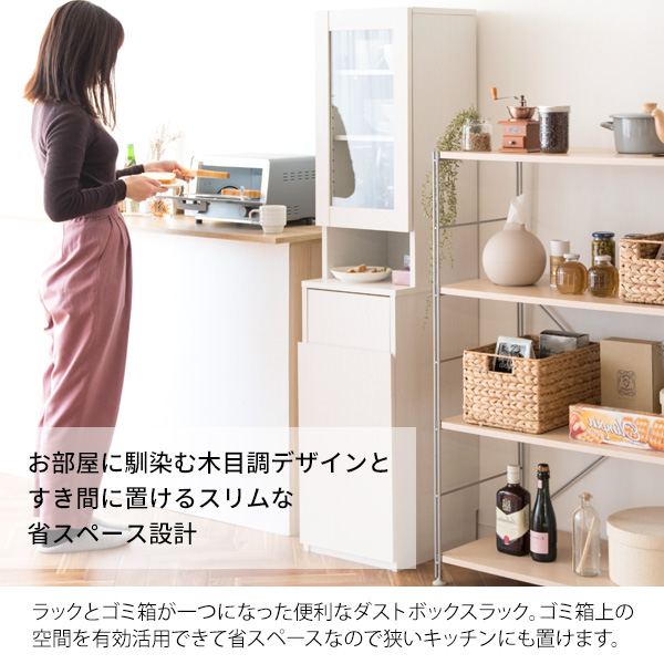 キッチン収納 ダストボックスラック Rapport(ラポール) KC-F301 スリム 省スペース ゴミ箱 ゴミ箱上収納 ダストボックス おしゃれ キッチンラック_3