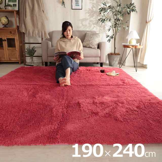 ラグ カーペット シャギーラグ 190x240cm ラグマット ラグカーペット 長方形 絨毯 抗菌 消臭効果 洗濯機可 床暖房対応 ホットカーペット