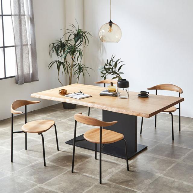 【搬入・組立設置付き】ダイニングセット ダイニング5点セット 幅180cm ダイニングテーブル ダイニングチェア 木製 4人掛け 5点 おしゃれ ナチュラル オーク無垢材使用 シギヤマ家具 SHIGIYAMA EVAN(エヴァン)の通販は