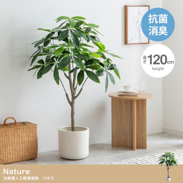 フェイクグリーン 観葉植物 高さ120cm 大型 光触媒 人工観葉植物 パキラ Nature(ナチュレ) フェイク グリーン 人工 観葉植物 おしゃれ 造花 鉢付き ナチュラル 抗菌 消臭 リビング オフィス お祝いの通販は
