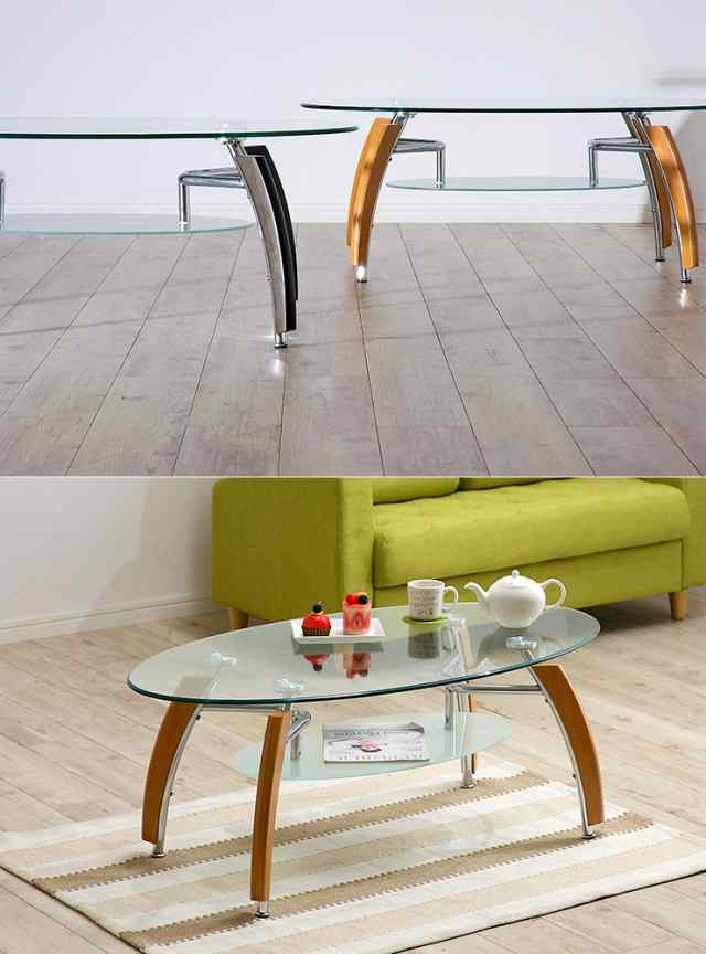 [楕円タイプ/強化ガラス使用] ガラステーブル Ark(アーク) 2色対応 センターテーブル コーヒーテーブル リビングテーブル ローテーブル