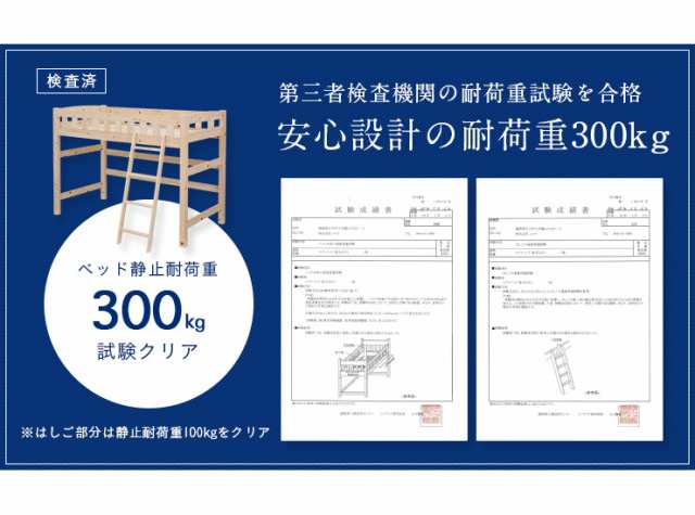 5年保証/国産/熊本県産ヒノキ使用】ロータイプ ロフトベッド 香(コウ