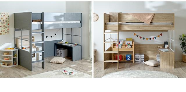 意匠登録申請中【ミニデスク付き】ハイタイプ ロフトベッド Peep