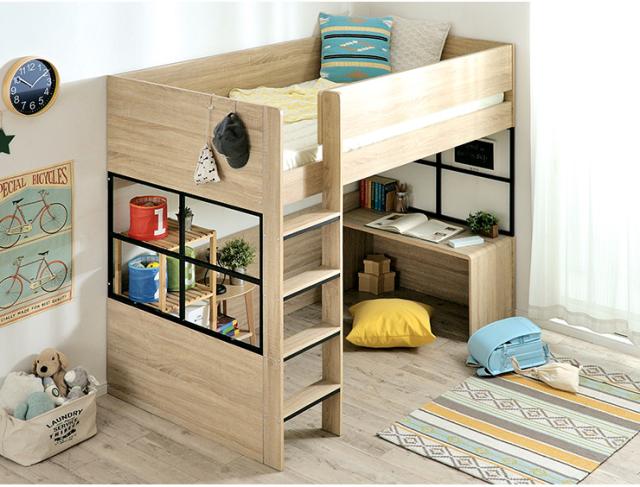 意匠登録申請中【ミニデスク付き】ハイタイプ ロフトベッド Peep