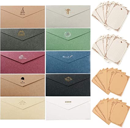 レターセット 封筒 手紙 枚 便箋 32枚 シンプル かわいい アンティーク ラフト紙 箔押し レトロ で 調手紙 シンプル 高級感 招待状 グの通販はau Pay マーケット 4themoonstore