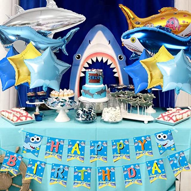誕生日 飾り付け サメ ブルー 男の子 パーティー バースデー デコレーション フカ 風船 部屋 装飾の通販はau Pay マーケット 4themoonstore