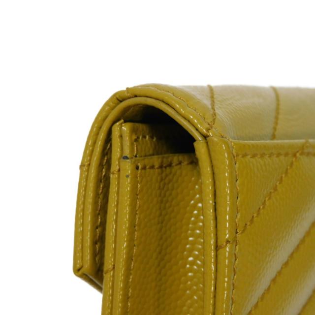 【中古】       サンローランパリ モノグラム スモール エンベロープ ウォレット 二つ折り財布 キルティング YSL    ダークイエロー 414404 Bの通販は