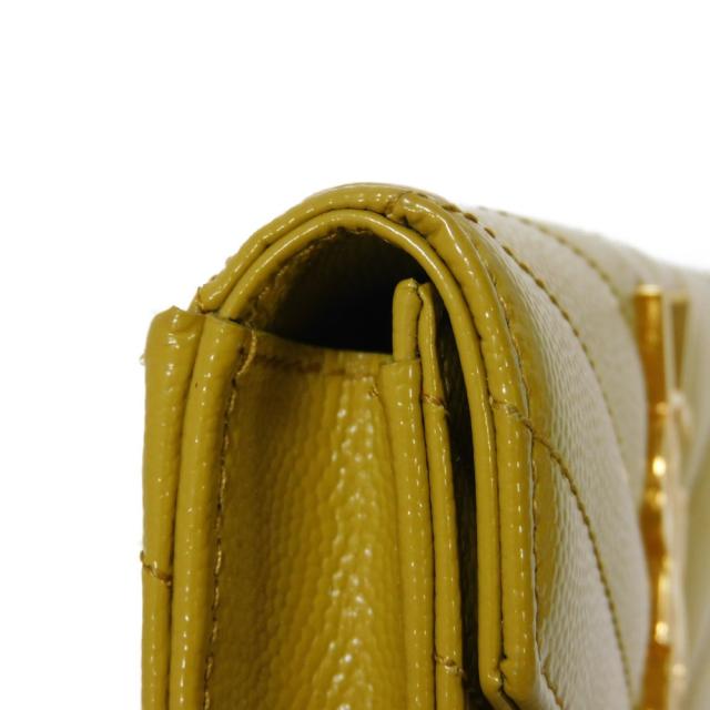 【中古】       サンローランパリ モノグラム スモール エンベロープ ウォレット 二つ折り財布 キルティング YSL    ダークイエロー 414404 Bの通販は