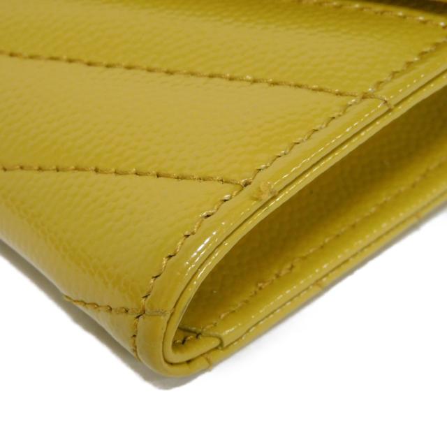 【中古】       サンローランパリ モノグラム スモール エンベロープ ウォレット 二つ折り財布 キルティング YSL    ダークイエロー 414404 Bの通販は