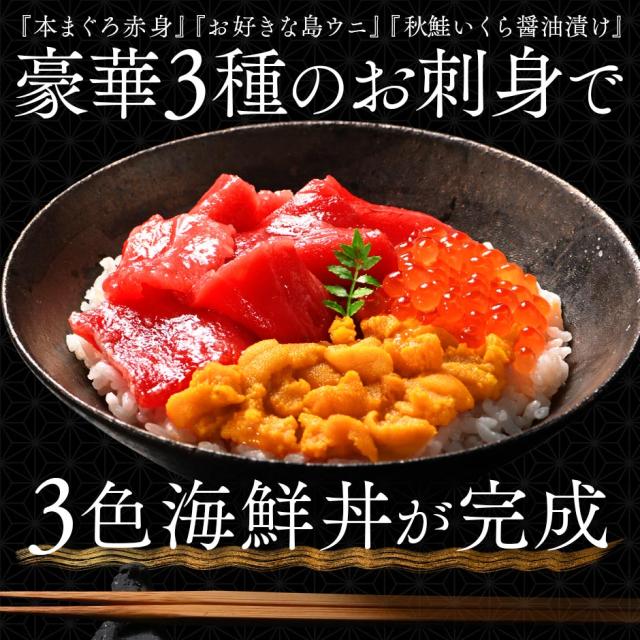海鮮丼 素材にこだわる海鮮3種丼セット（礼文島産 キタムラサキウニ＋北海道松前産本まぐろ赤身＋北海道 斜里産 鮭イクラ）【送料無料】_3