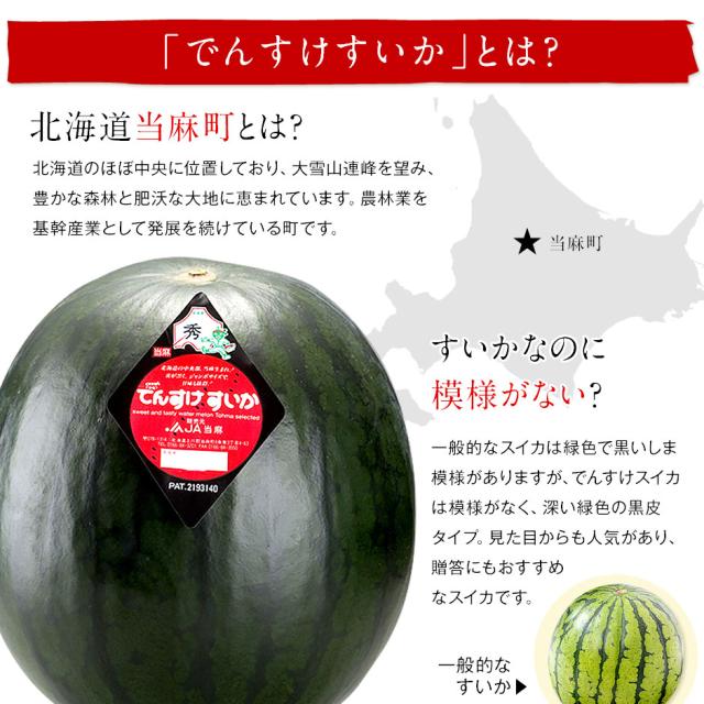 でんすけすいか 秀品 1玉　8kg【北海道 当麻産】【送料無料】【ご贈答用】お中元 御中元 西瓜 お取り寄せグルメ ギフト 食べ物 食品 景品 贈り物 果物 フルーツ 野菜_3