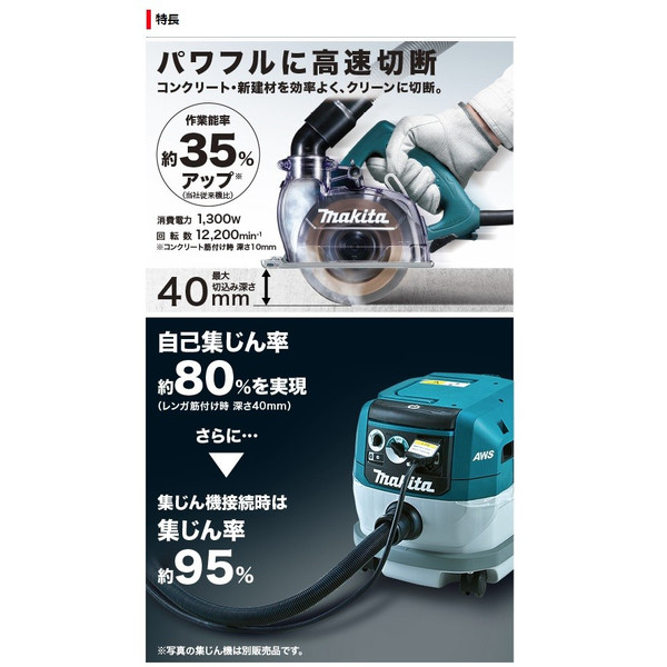 (マキタ) 125mm防じんカッタ 4100KB ダイヤモンドホイール付 直角切断専用 消費電力1300W 最大切込み深さ40mm makita_1
