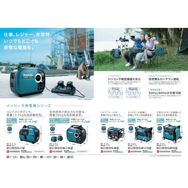 マキタ) インバータ発電機 EG0900IS ポータブルタイプ 定格出力0.9kVA 質量12.7kg 排気量50mL makita  大型製品の通販はau PAY マーケット カナジンau PAY マーケット店 au PAY マーケット－通販サイト