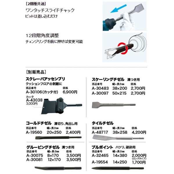 ☆品☆makita マキタ 100V 電動ケレン HK1820 ケース付 SDSプラス 塗装?がし タイル剥がし 内装解体 69708