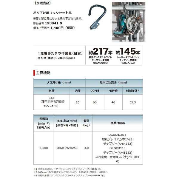 マキタ) 165mm 充電式マルノコ HS631DZSB 黒 本体+鮫肌チップソー付 最