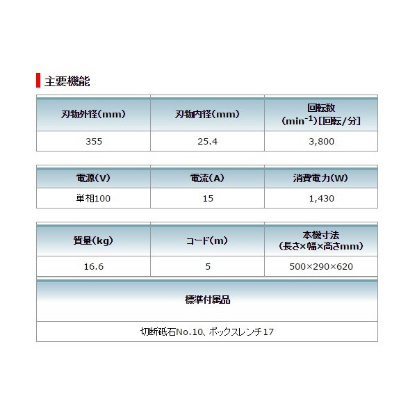 (マキタ) 切断機 LW1401 砥石径355mm パワフルで粘り強い切断力 makita 大型商品_3