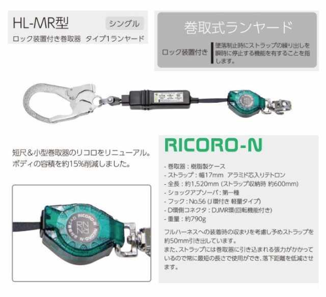 新規格 タイタン ハーネス用シングルランヤード 巻取り式 HL-MR ロック装置付き巻取器 HL-MR-BP サンコー TITAN 807126  。の通販はau PAY マーケット カナジンau PAY マーケット店 au PAY マーケット－通販サイト