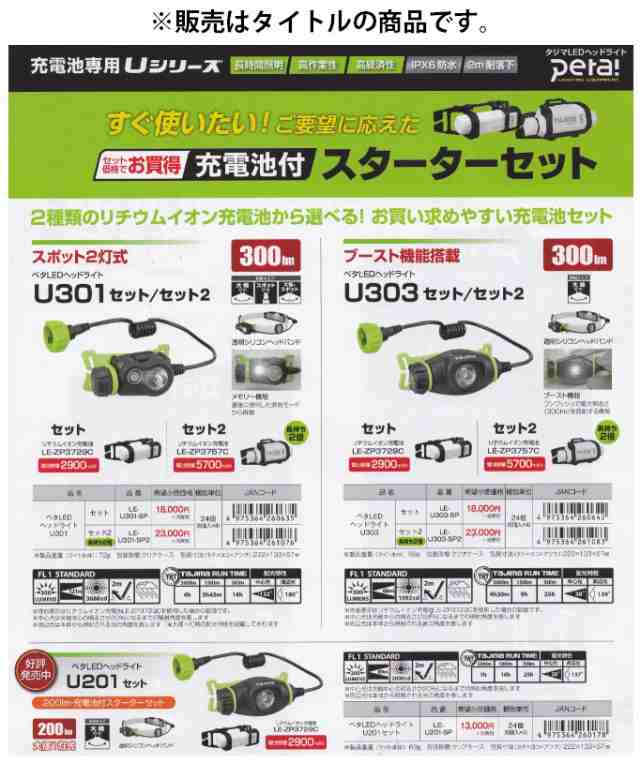 タジマ ペタLEDヘッドライトU201-SP LE-U201-SP 製品重量69g リチウム