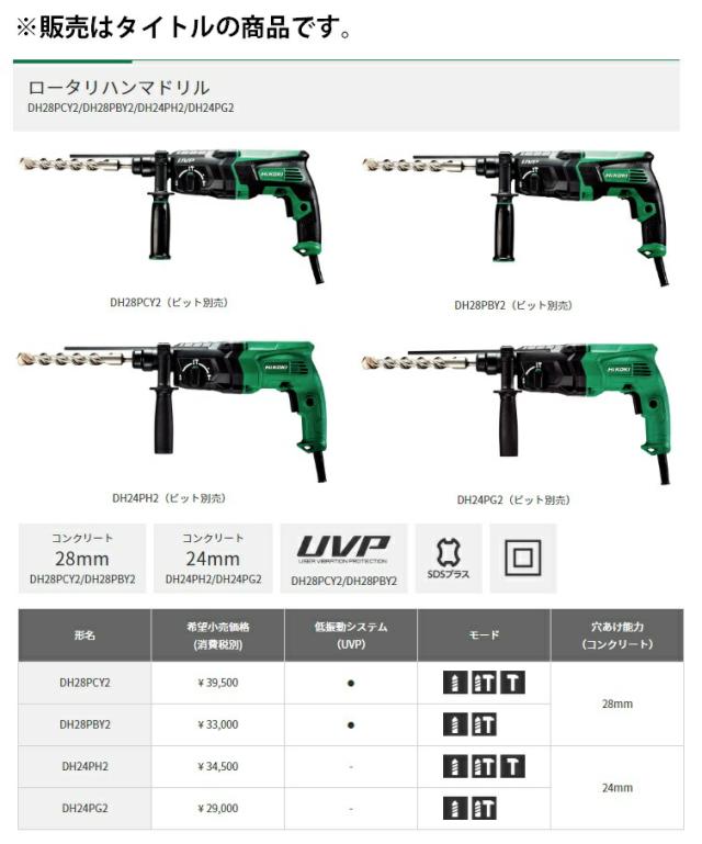 (HiKOKI) ロータリハンマドリル DH28PBY2 ケース付 低振動システム(UVP) 穴あけ能力(コンクリート)28mm 2モード切替 工機ホールディングス ハイコーキ 日立_1