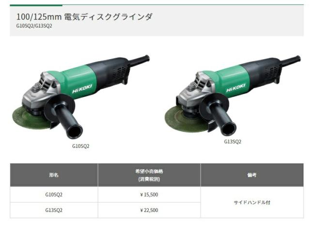 (HiKOKI) 100mm 電気ディスクグラインダ G10SQ2 最大出力1060W パドルスイッチ 握りやすい細径168mm 質量1.8kg 工機ホールディングス ハイコーキ 日立_1