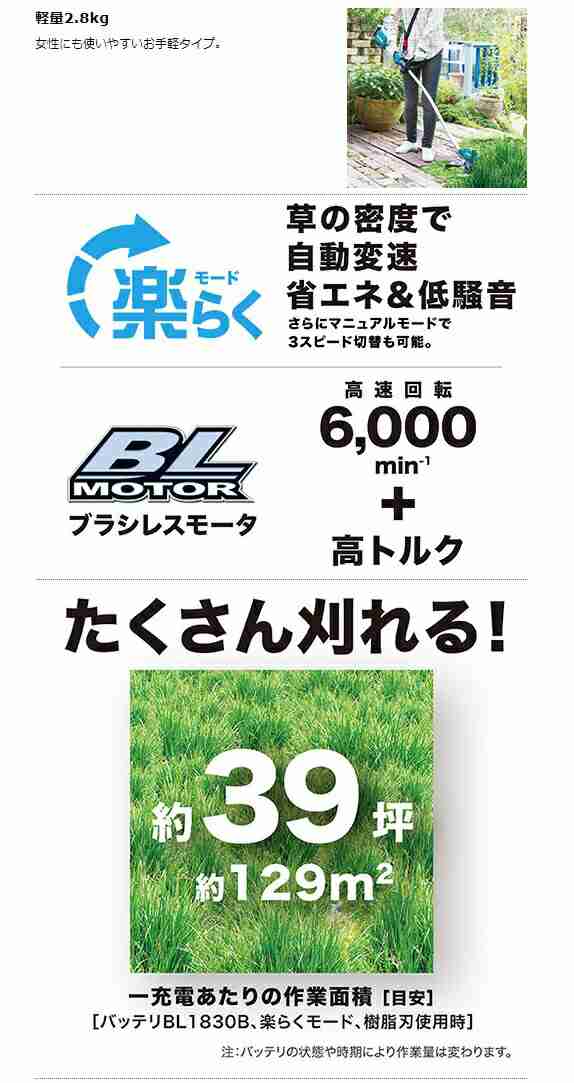 マキタ) 充電式草刈機 MUR189DZP ピンク 本体のみ 標準棹 樹脂刃(3枚) 刈込幅φ230mm 18V対応 makita  大型製品の通販はau PAY マーケット カナジンau PAY マーケット店 au PAY マーケット－通販サイト