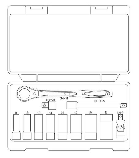 トップ工業 サーフェイスディープソケットレンチセット 12点セット DWS-308RS ケース付 差込角9.5mm(3/8) 重量1500g 6角サーフェイス TOP工業 782304 ♪