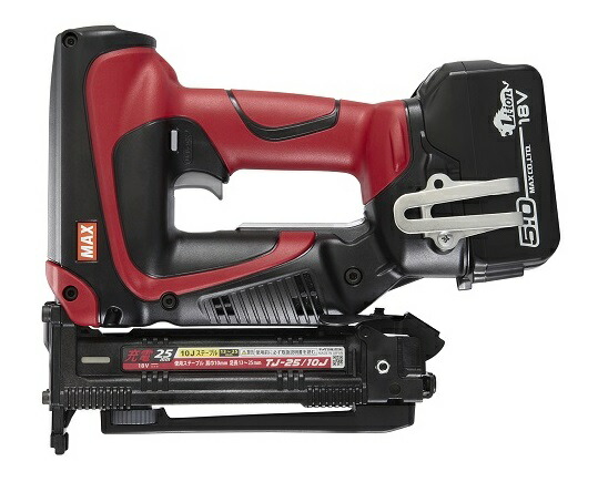 〇 マックス 充電式タッカ TJ-25/10J-BC/1850A PJ91637 バッテリー(JP-L91850A)+急速充電器(JC-925A)+ケース付 充電式ステープル用タッカ 18V対応 MAX