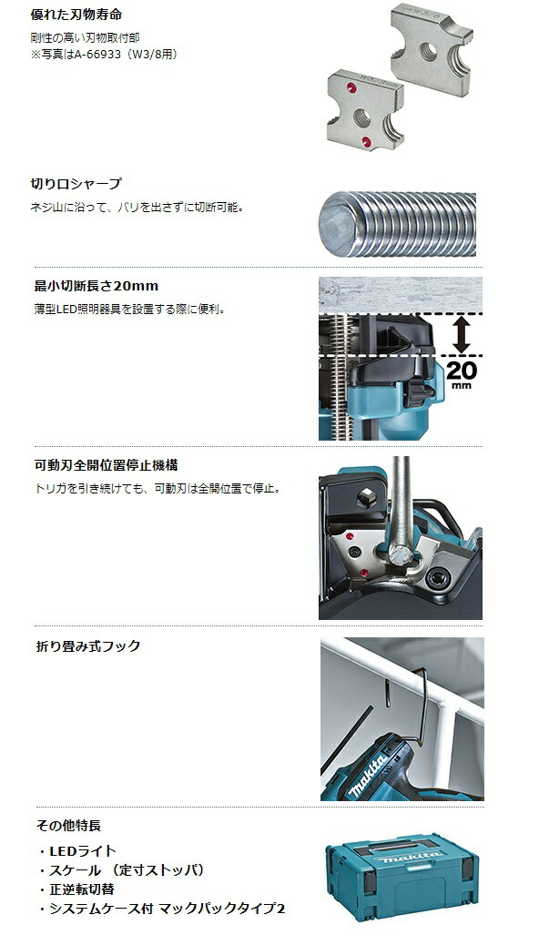 (マキタ) 充電式全ネジカッタ SC103DZK 本体+システムケース付 コードレス全ねじカッタ 10.8V対応 makita_3