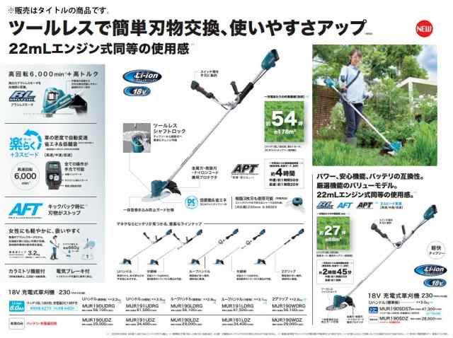 マキタ 充電式草刈機 MUR190UDZ Uハンドル 標準棹 本体+チップソー付 18V対応 makita 大型製品 セット品バラシの通販はau  PAY マーケット カナジンau PAY マーケット店 au PAY マーケット－通販サイト