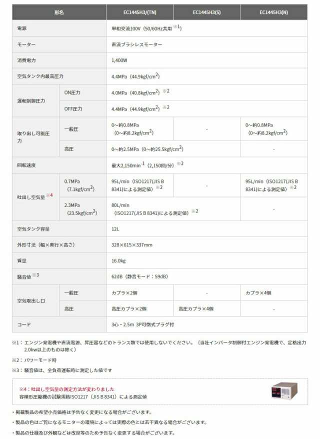 HiKOKI 高圧エアコンプレッサ EC1445H3(CTN) 改 セキュリティ機能なし ...