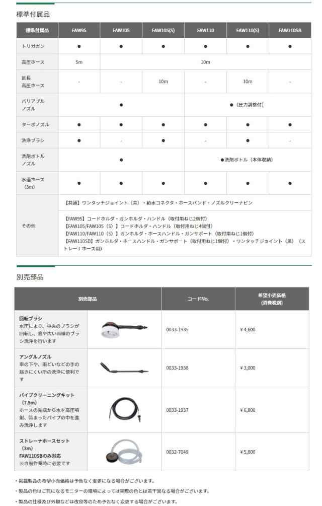 HiKOKI(ハイコーキ) 家庭用高圧洗浄機 FAW110