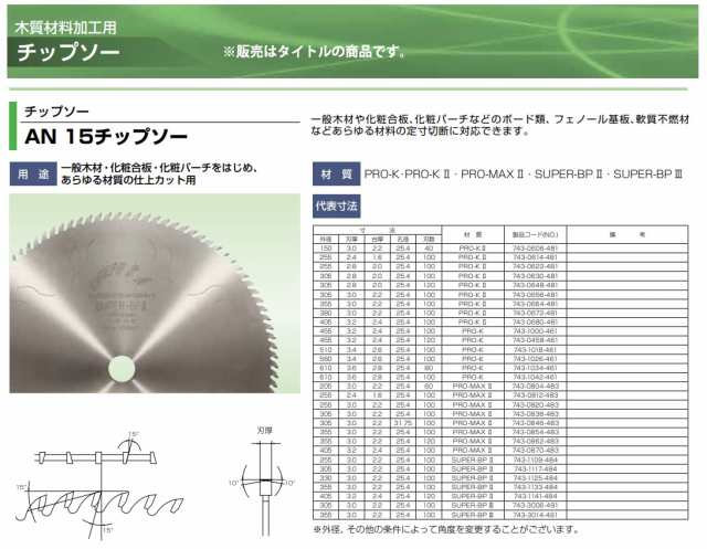 兼房 AN-15 チップソー PRO-KII 外径305x厚み2.8x内径25.4mmx刃数120P