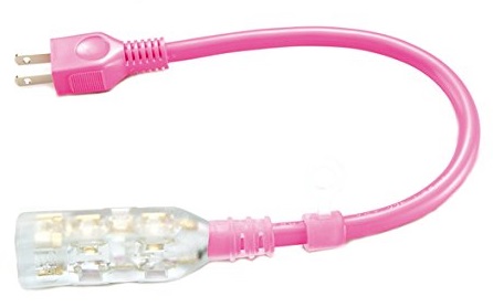 フジマック 光るタップコード 30cm HE-1503-P ピンク 15A VCT1.25 2芯 ソフトタイプ＆スケルトン4つ口コンセント HE-1503P 延長コード FUJIMAC ネコポス可 ’