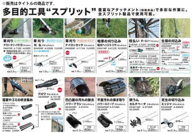 マキタ) ブロワアタッチメント A-70138 UB400MP 長さ810mm 質量1.7kg