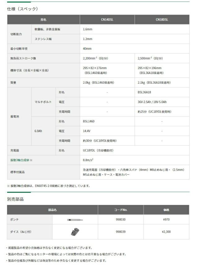 HiKOKI コードレスニブラ CN18DSL(LXPKZ) バッテリ(BSL36A18X)+急速充電器+ケース付 14.4V対応 18V対応 日立 ハイコーキ_3