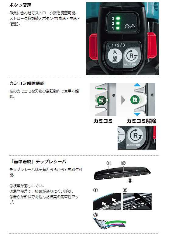 マキタ 充電式ヘッジトリマ 両刃式 MUH002GZ 本体のみ 刃物長500mm 最大切断径φ18mm 40Vmax対応 makita セット品バラシ - 5