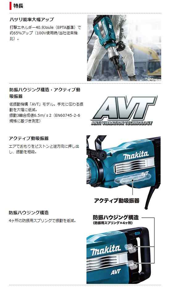 マキタ) 電動ハンマ HM1511 単相200V仕様 ブルポイント+プラスチック